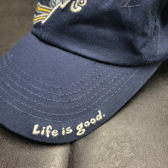 Life is Good Hat One Size Adjustable Blue Skiing Graphic Outdoor Cap - Picture 2 of 7